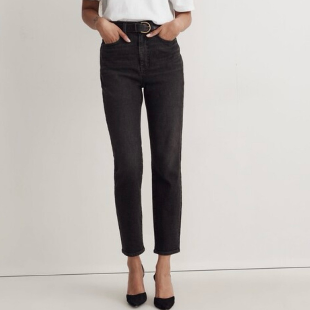 Madewell The Mom Jean Black Stretch denim Women’s Size 28 Straight tapered leg